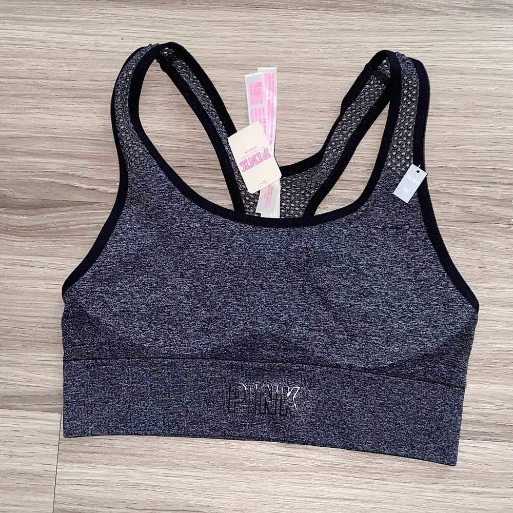 PINK racerback charcoal sports bra
